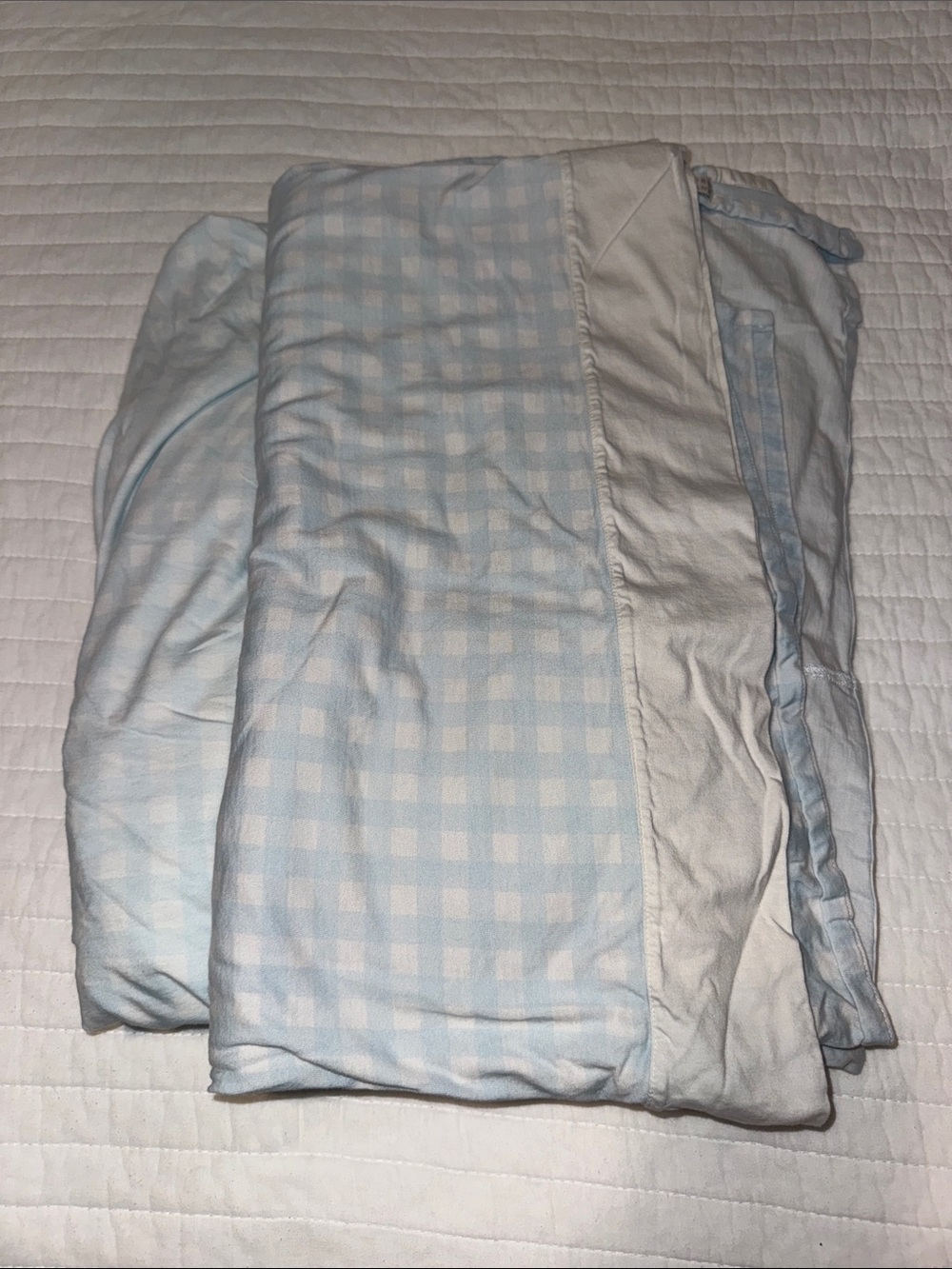 TBBC Light Blue Gingham Fitted Sheet and Flat Sheet Full Bed Set